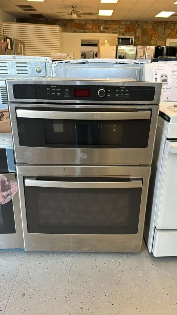 GE Profile - 30" Used Built-In Single Electric Convection Wall Oven with Built-In Microwave - Stainless Steel
