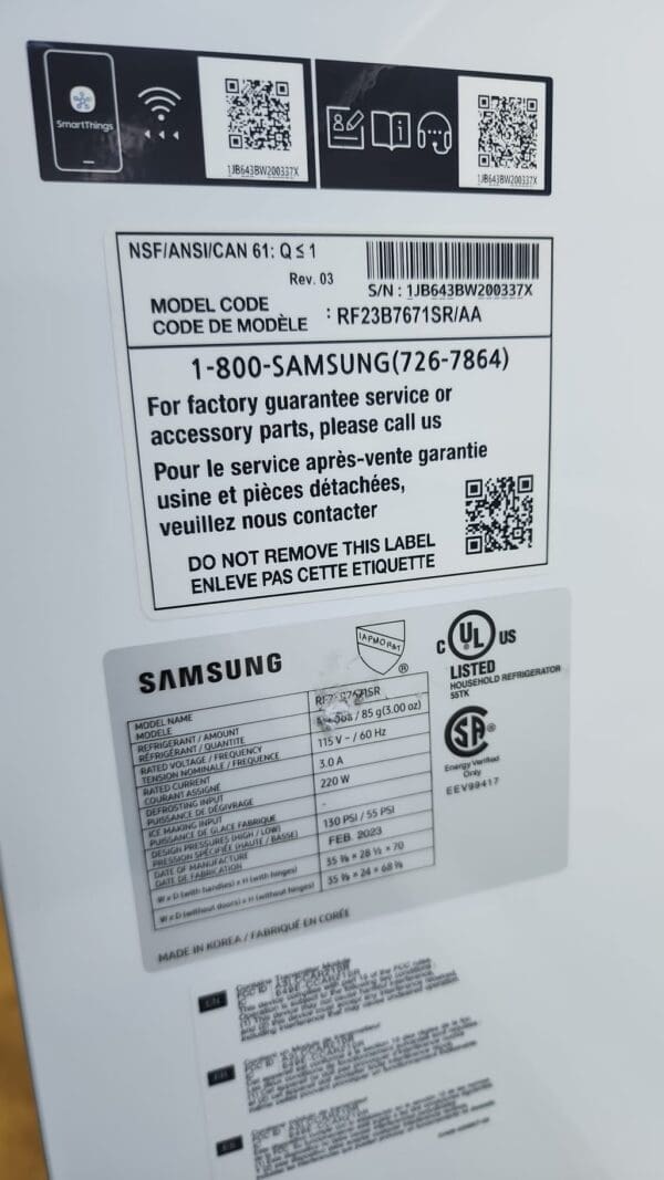 Samsung New But Missing Parts - 23 cu. ft. 4-Door Flex French Door Counter Depth Smart Refrigerator - Stainless Steel