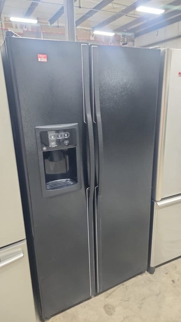 Black GE Used Side By Side Refrigerator