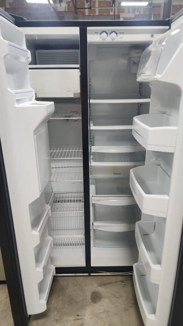 Black GE Used Side By Side Refrigerator