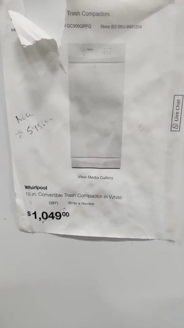 : Whirlpool Trash Compactor - White