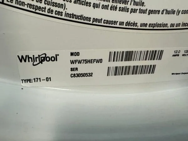 Whirlpool Used 27" Front Load Washer With 27 Inch Front Load Electric Dryer - White