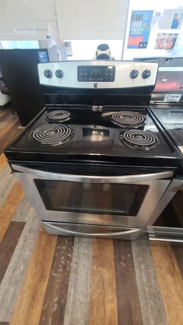 Kenmore Used 4 Coil Top Stove Freestanding - Black Stainless