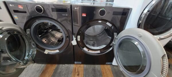 LG New Front Load Washer Dryer Set - Black Stainless