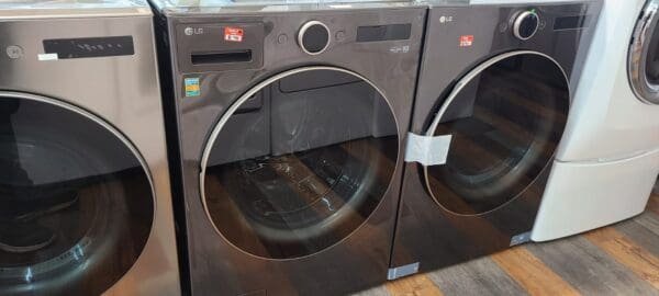 LG New Front Load Washer Dryer Set - Black Stainless