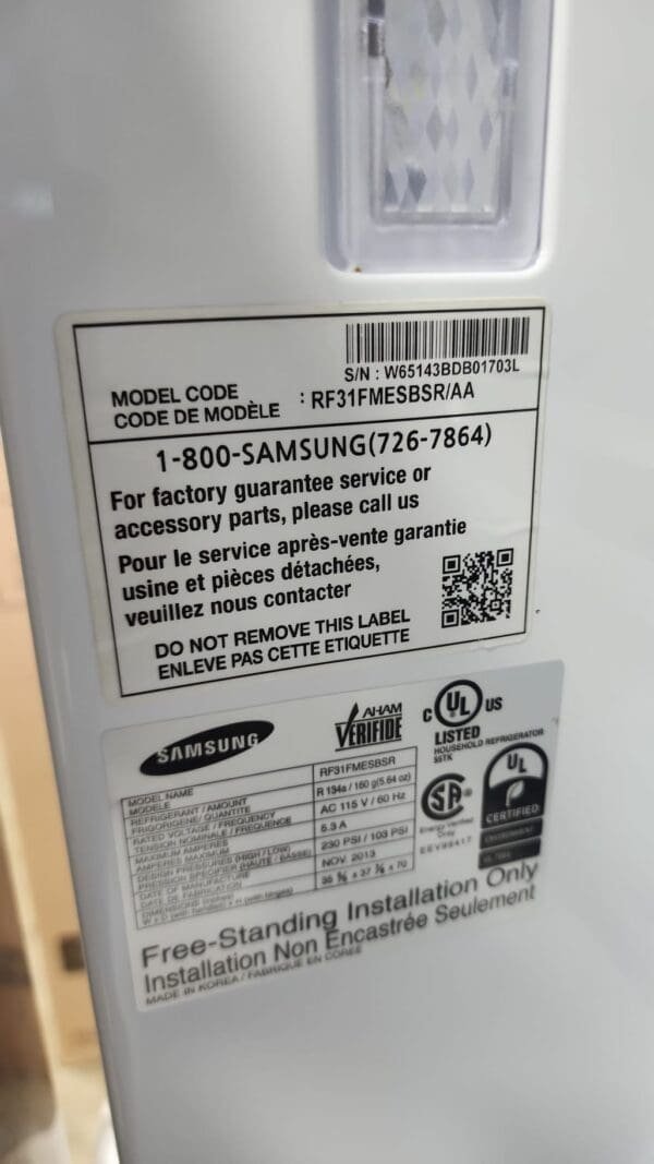 Samsung Like New 36 Inch French Door Refrigerator with 29.1 cu. ft. Capacity - Stainless