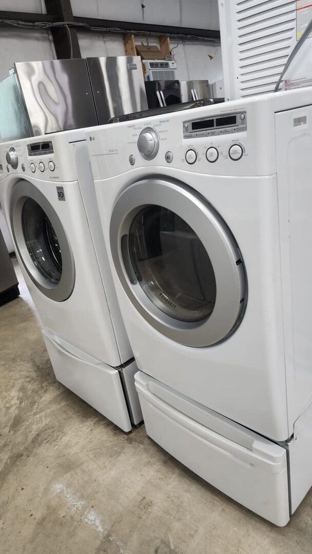 LG Used Front Load Washer Dryer Set – White