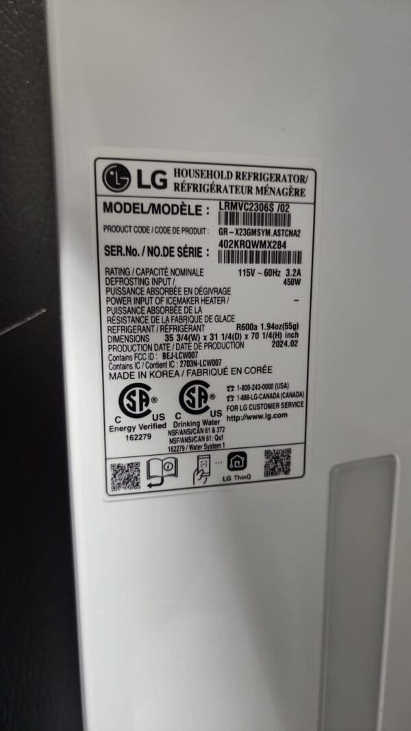 LG LRMVC2306S 36 Inch Counter Depth French Door Craft Ice Refrigerator - Image 4