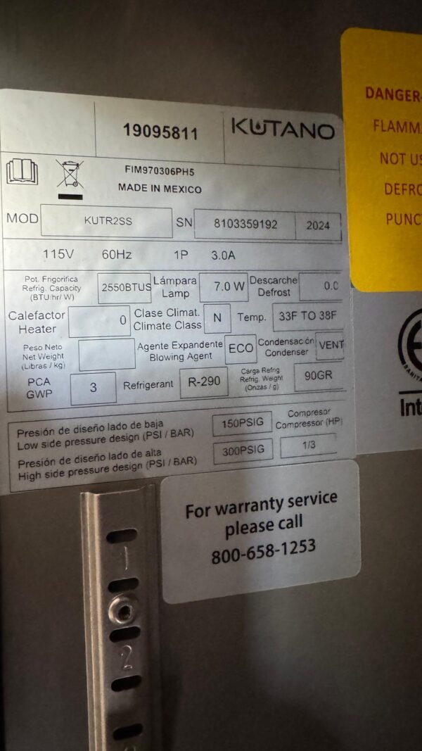 Kutano KUTR2SS49 cu ft 2-Door Reach-In Refrigerator - Image 2
