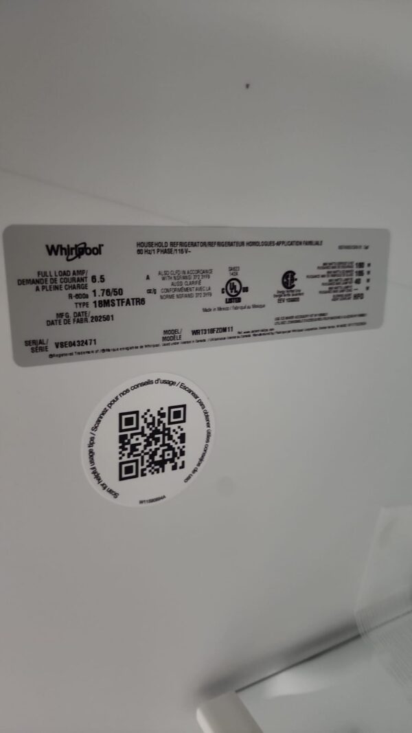 Whirlpool New WRT318FZDM 30 Inch Top Freezer Refrigerator - Image 4