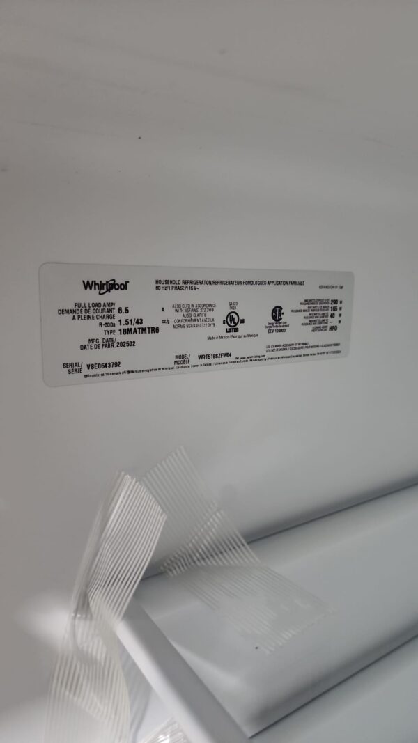Whirlpool New 28" WRT518SZFW04 Top-Freezer Refrigerator - Image 5