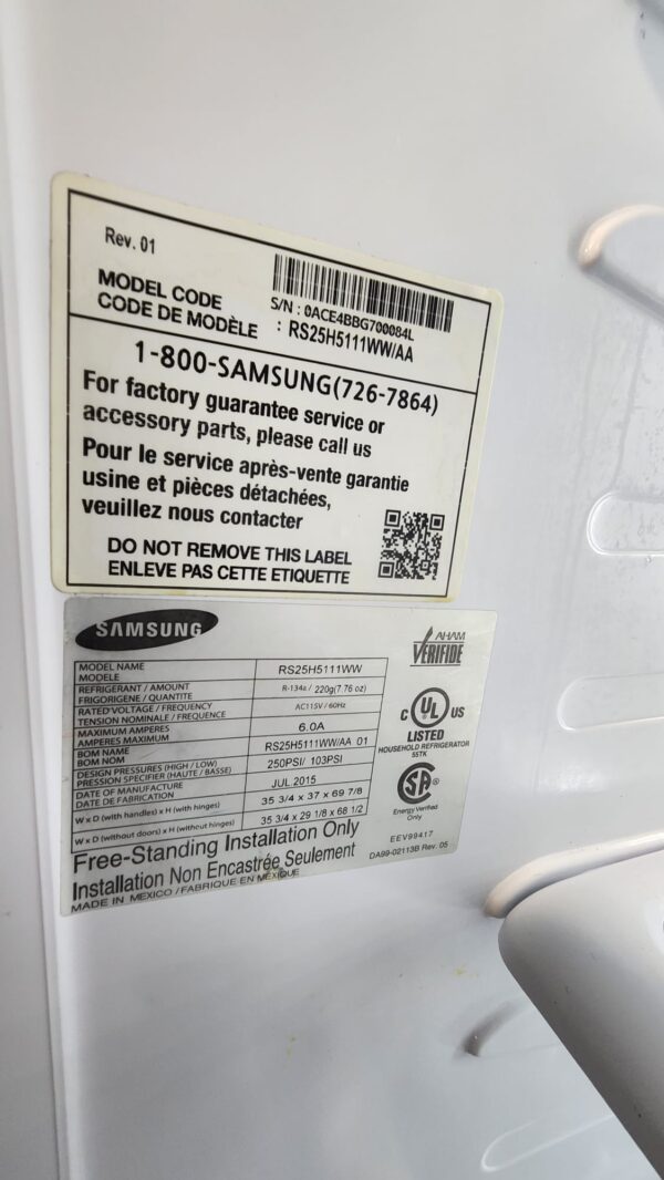 Samsung RS25H5111WW – 24.5 cu ft Side‑by‑Side Refrigerator - Image 4