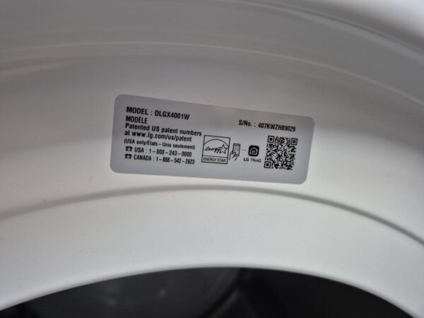 LG New DLGX4001W – 7.4 cu ft Smart Gas Dryer - Image 4
