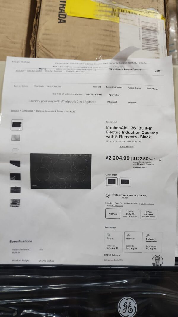 KitchenAid KCIG556JBL 36 Inch Induction Cooktop (Inbox) - Image 3