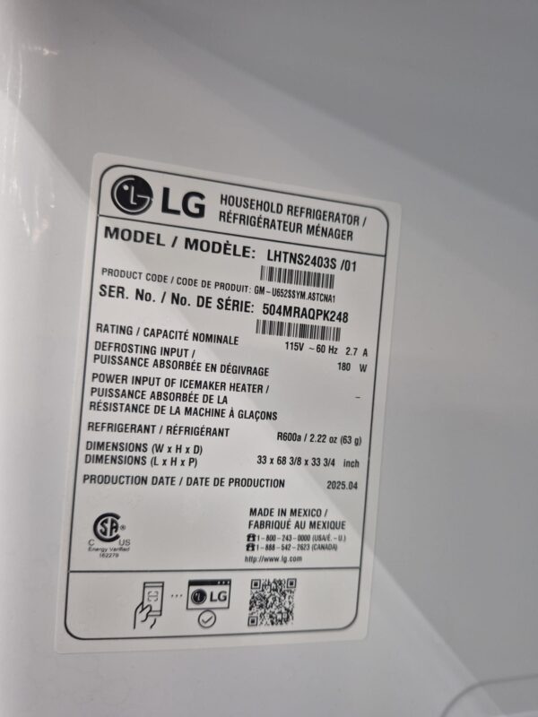 LG New LHTNS2403S – 24" Top-Freezer Refrigerator - Image 4