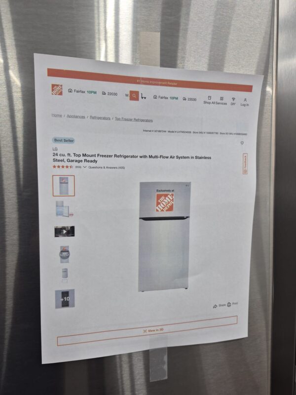 LG New LHTNS2403S – 24" Top-Freezer Refrigerator - Image 5