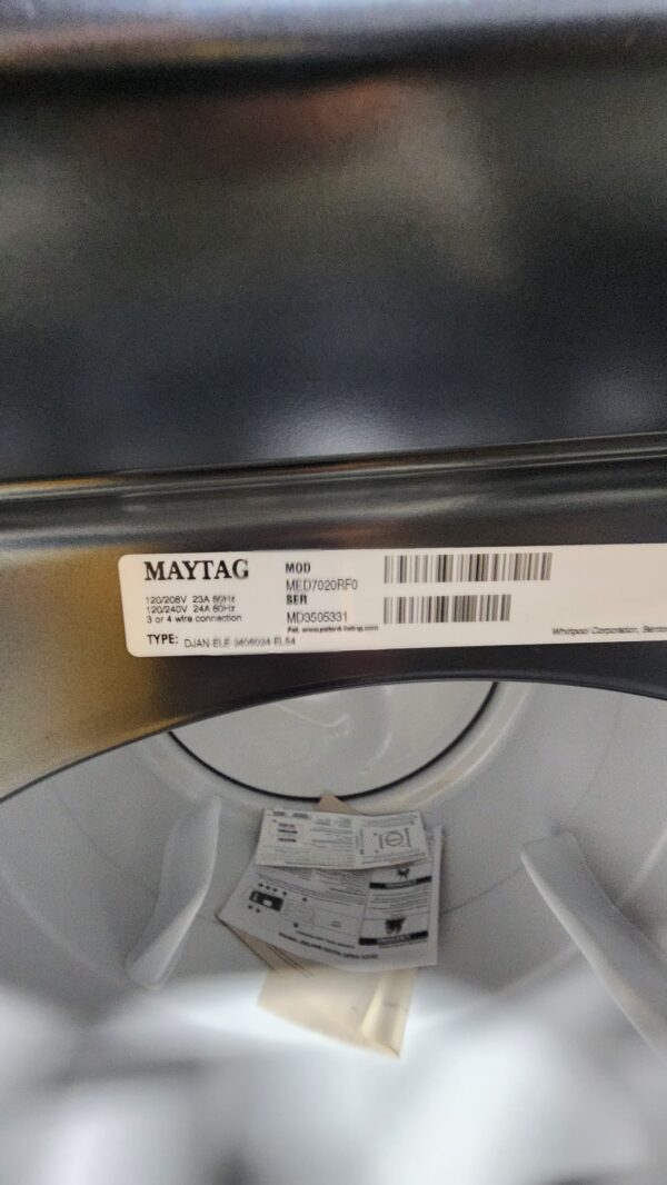 Maytag MED7020RF 27 Inch Smart Pet Pro Front Load Electric Dryer - Image 4