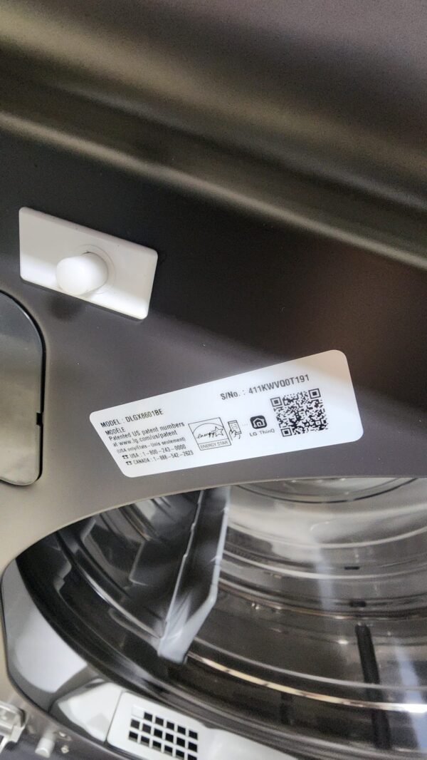 LG New DLGX8601BE 27 Inch Top Load Gas Dryer - Image 4