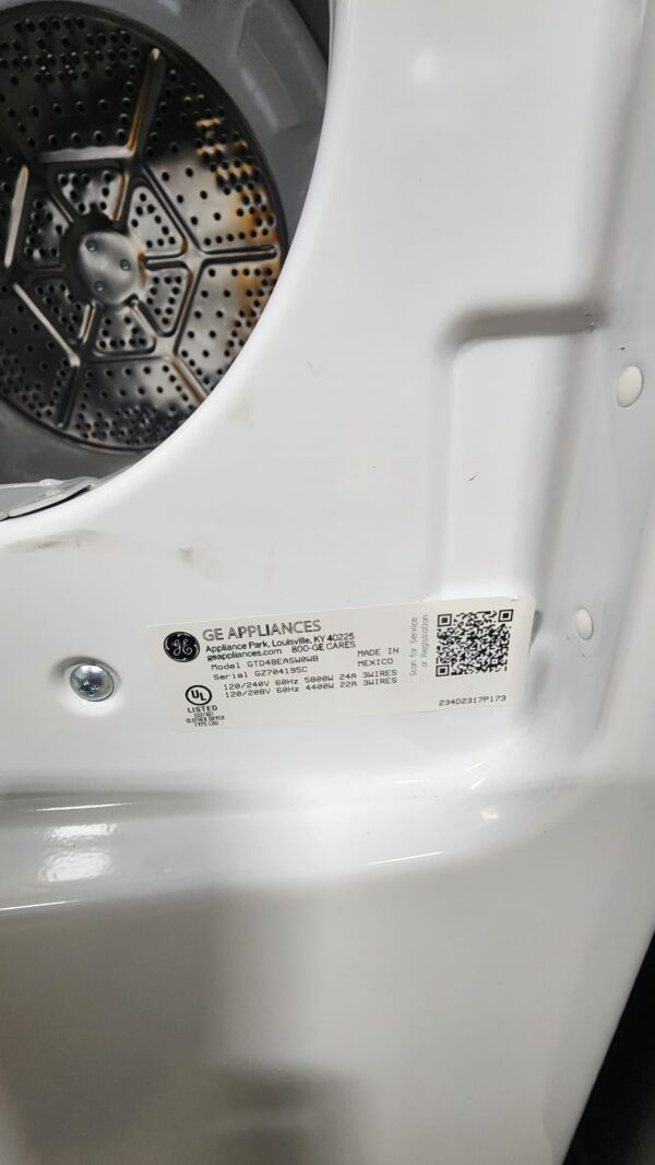 GE GTD48EASW0WB 7.2 cu ft Electric Dryer - Image 4