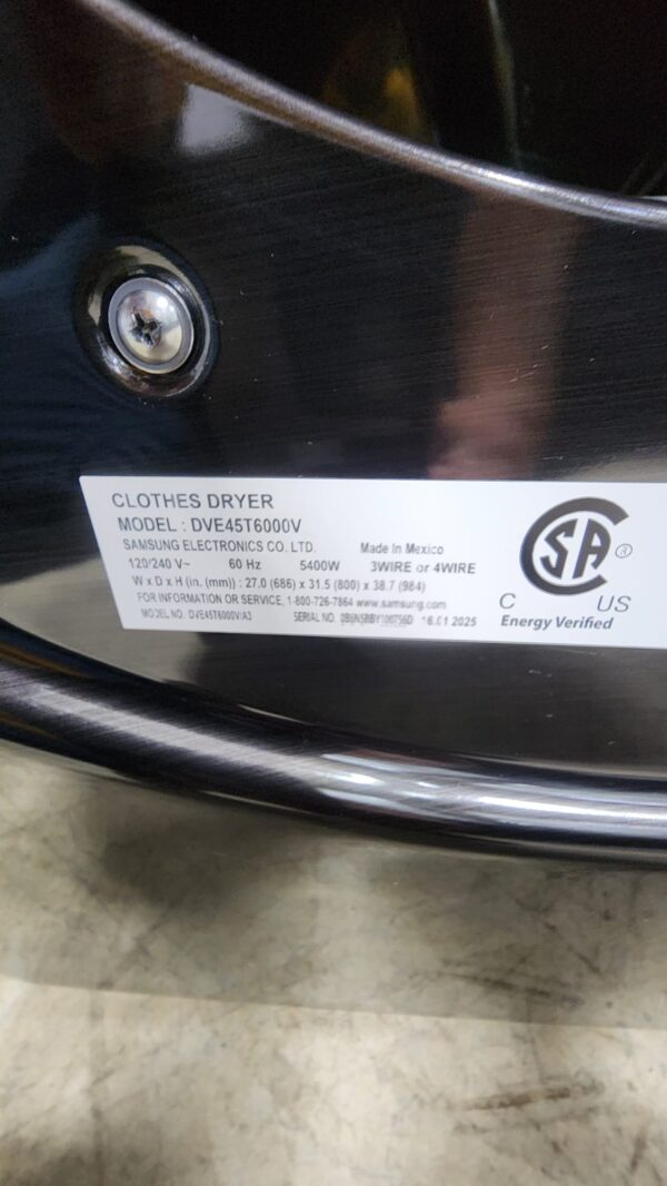 Samsung DVE45T6000V 27 Inch Electric Dryer - Image 4