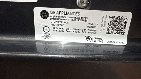 GE GTD75ECPL0DG  7.4 cu ft Smart Electric Dryer (Black) - Image 4