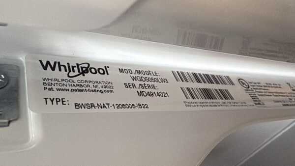 Whirlpool New WGD5050LW3 7.0 cu ft Gas Steam Dryer - Image 2