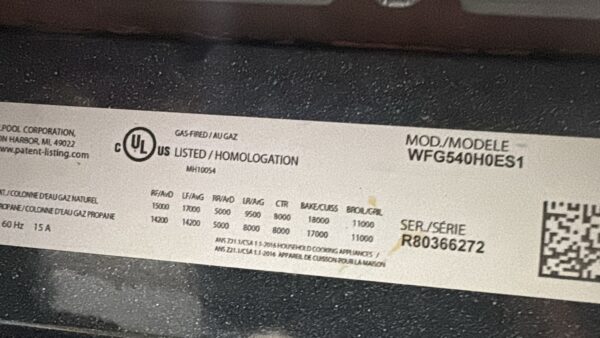 Whirlpool Used WFG540H0ES 30″ 5‑Burner Gas Range - Image 5