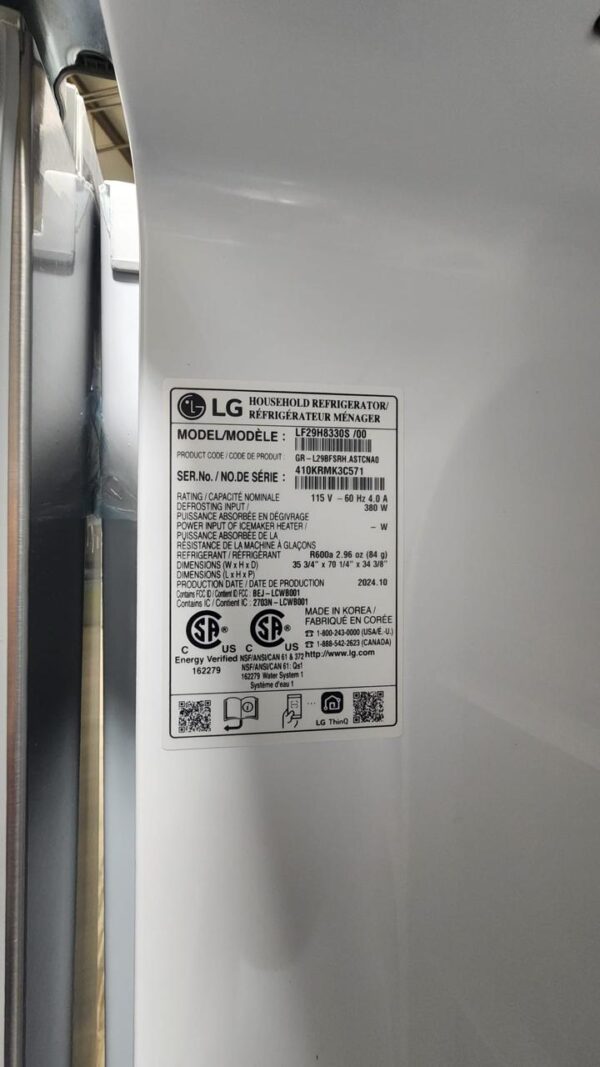 LG LF29H8330S 36 Inch Smart 4-Door French Door Refrigerator - Image 5